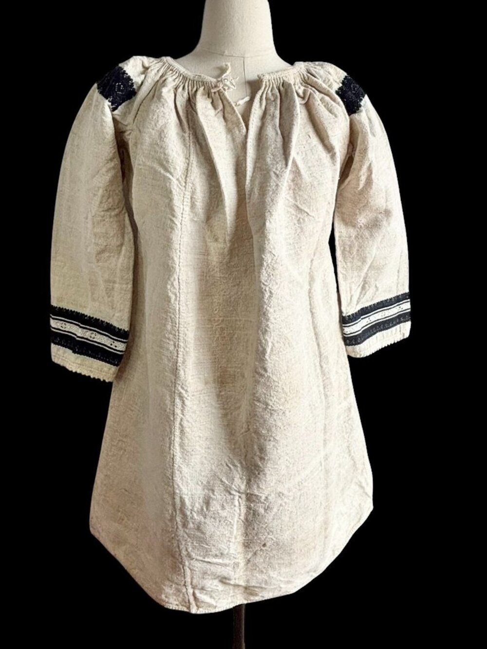 Romanian Transylvanian Homespun Hemp Chemise Top Blouse